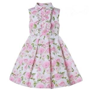 Pettigirl Girls Kid Elegant Pink Floral Lolita Party Fancy Midi Dresses Sz 6